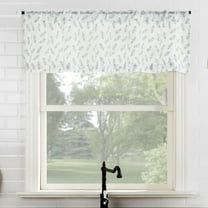 No. 918 Hawthorne Floral Leaf Sheer Rod Pocket Kitchen Curtains, 52"W X 14"L
