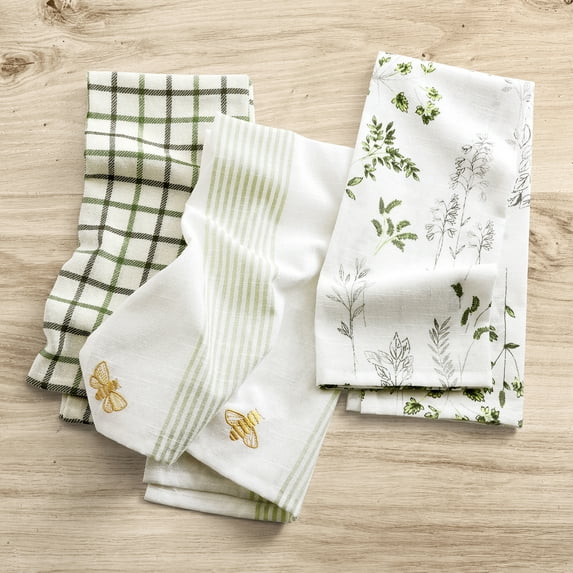 No. 918 Ida 3-Piece French Countryside Kitchen Towel Set, Sage Green