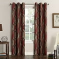 thumbnail image 1 of No. 918 Intersect Wave Print Casual Textured Curtain Panel, 48"x84", Paprika Red, 1 of 6