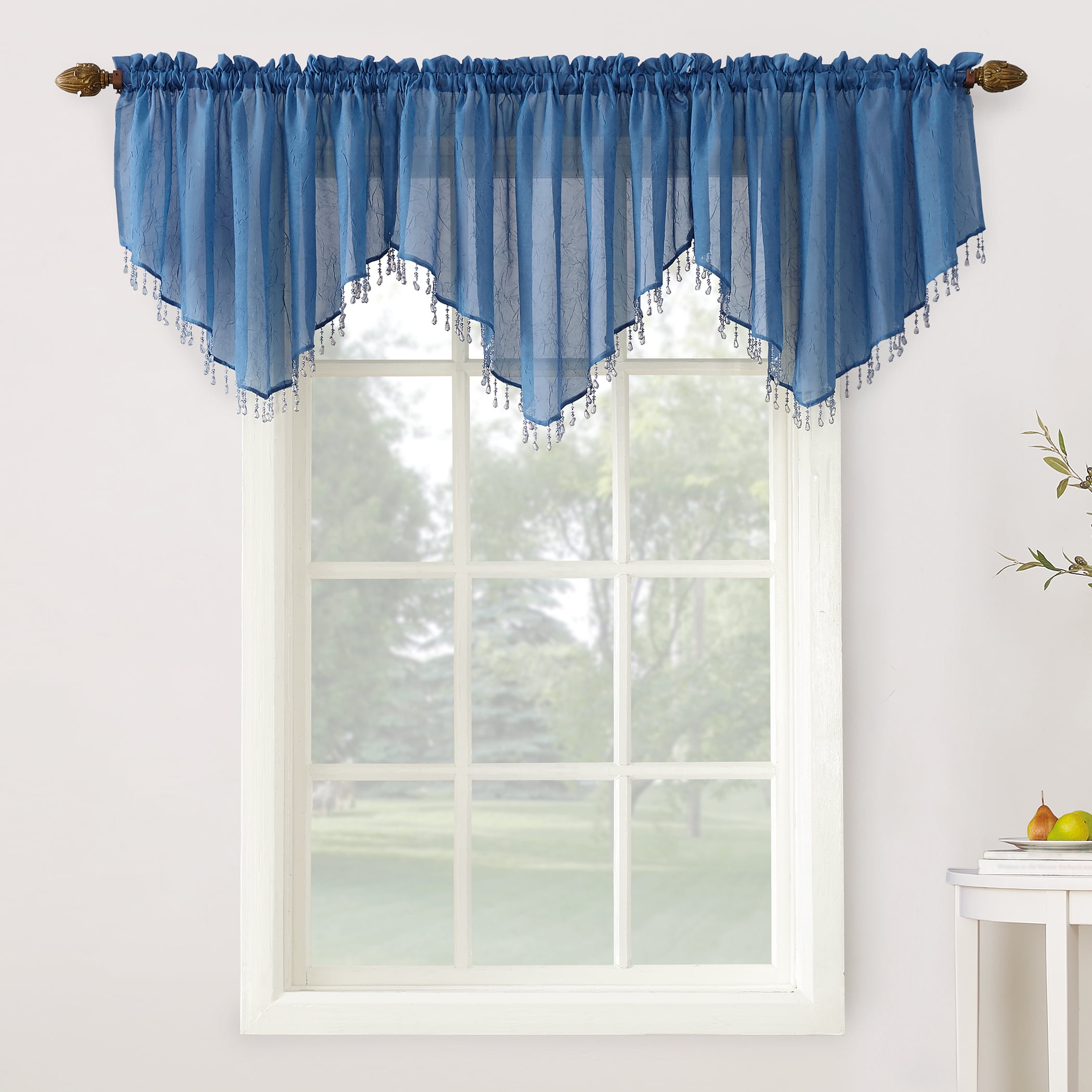 No. 918 Jillian Crushed Voile Ascot Beaded Sheer Valance 51 x24