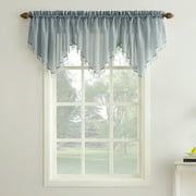 No. 918 Jillian Crushed Voile Ascot Beaded Sheer Valance, 51"x24", Charcoal