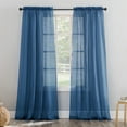 thumbnail image 1 of No. 918 Jillian Crushed Voile Sheer Rod Pocket Curtain Panel, 51" x 63", Blue, 1 of 7