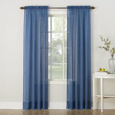 No. 918 Jillian Crushed Voile Sheer Rod Pocket Curtain Panel, 51" x 84", Blue