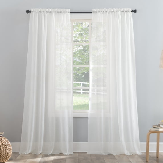 No. 918 Jillian Crushed Voile Sheer Rod Pocket Curtain Panel, 51" x 84", Eggshell