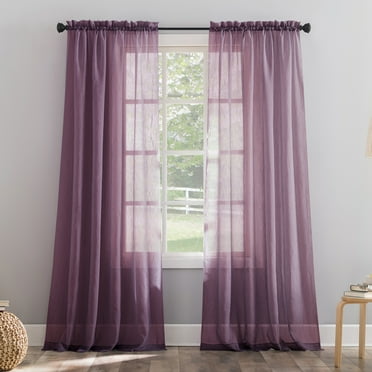 No. 918 Jillian Crushed Voile Sheer Rod Pocket Curtain Panel, 51" x 84", Purple
