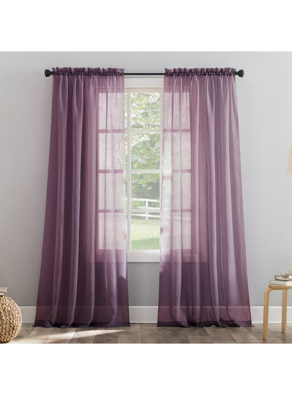No. 918 Jillian Crushed Voile Sheer Rod Pocket Curtain Panel, 51" x 84", Purple