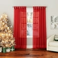 thumbnail image 1 of No. 918 Krista 1-Piece Holiday Twist Tab Sheer Tab Top Curtain Panel, 51"x96", Holiday Red, 1 of 8