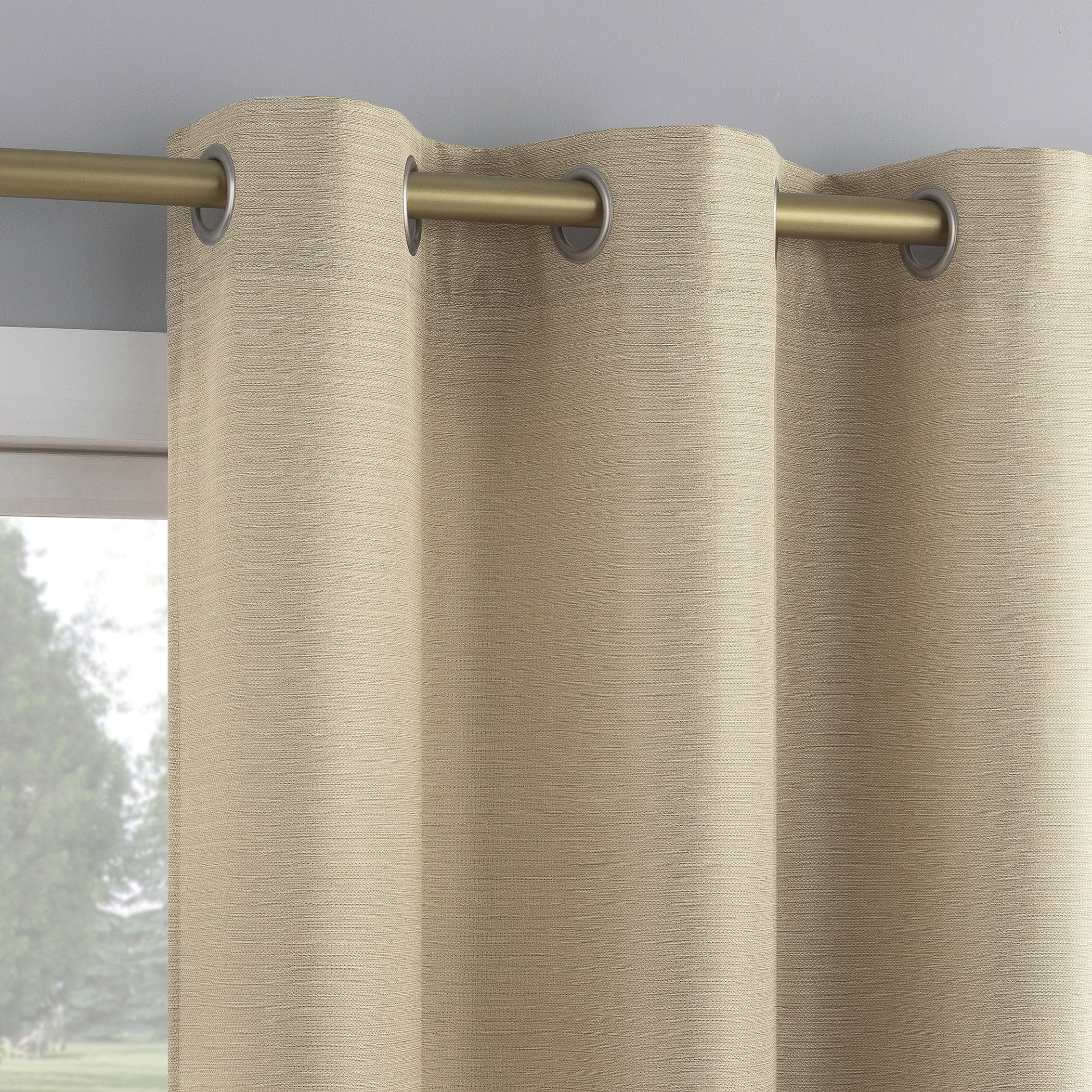 No. 918 Landon Textured Semi-Sheer Grommet Curtain Panel, 40"W X 63"L, Taupe