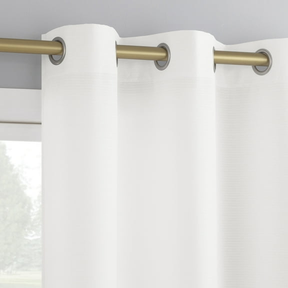 No. 918 Landon Textured Semi-Sheer Grommet Curtain Panel, 40"W X 63"L, White