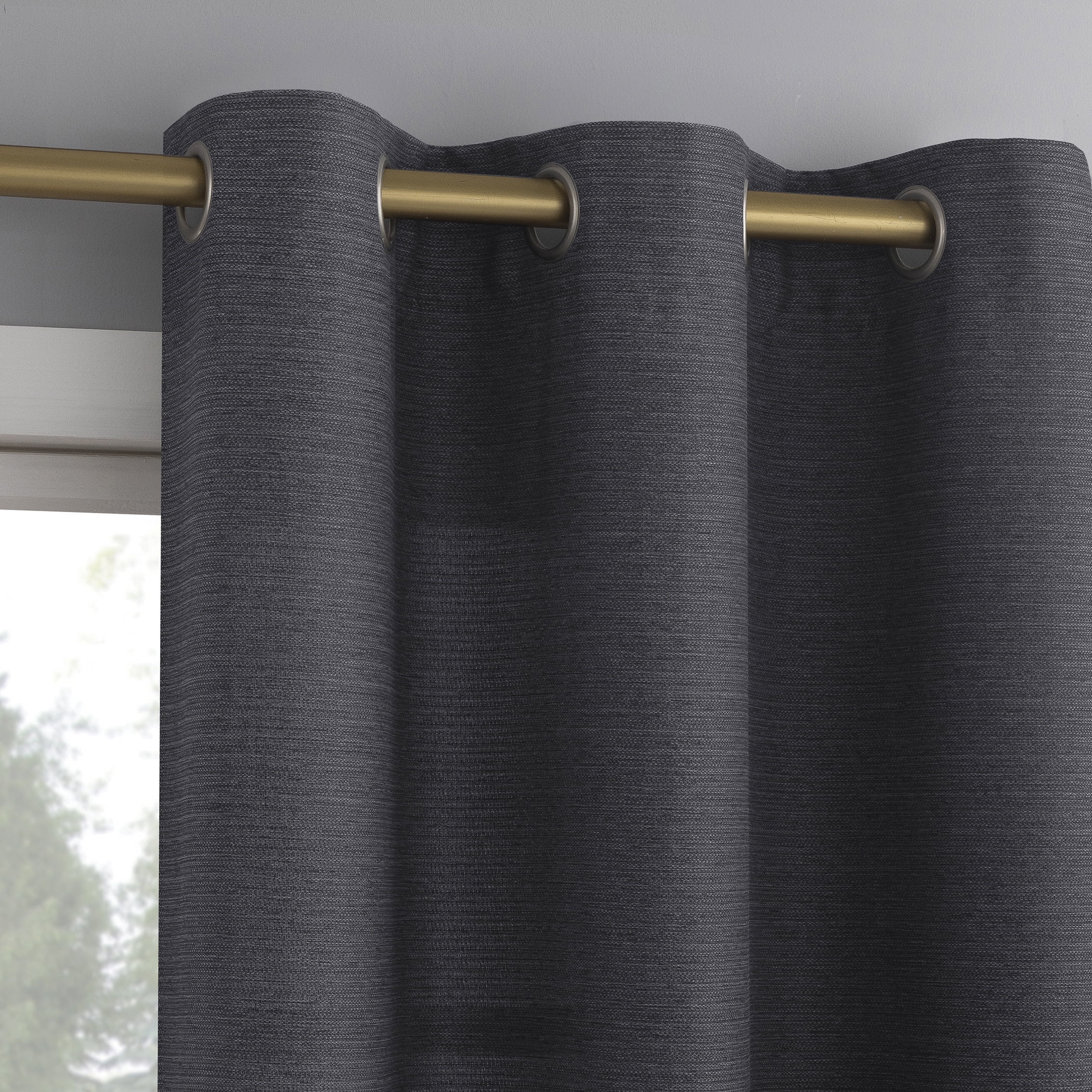 No. 918 Landon Textured Semi-Sheer Grommet Curtain Panel, 40"W X 84"L, Steel Gray