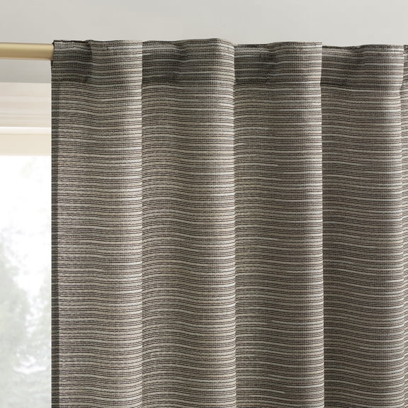 No. 918 Laurel Space Dyed Textured Semi-Sheer Back Tab Curtain Panel, 40"W x 84"L, Mocha Brown