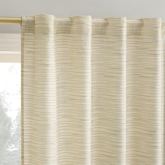 No. 918 Laurel Space Dyed Textured Semi-Sheer Back Tab Curtain Panel, 40"W x 84"L, Taupe