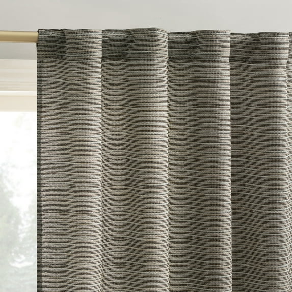 No. 918 Laurel Space Dyed Textured Semi-Sheer Back Tab/Rod Pocket Curtain Panel, 40"W x 84"L, Mocha Brown
