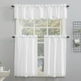 thumbnail image 1 of No. 918 Mariela Floral Trim Semi-Sheer Rod Pocket Kitchen Curtain Set, 58" x 36" in White, 1 of 6