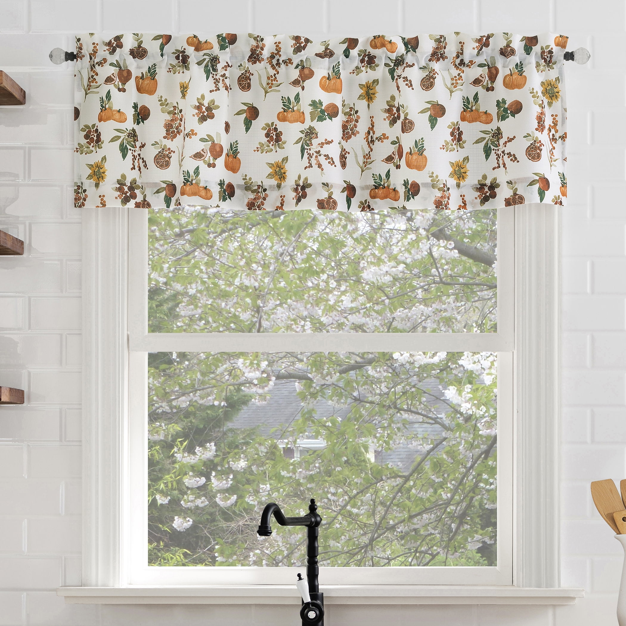 No. 918 Meadowlark Semi-Sheer Rod Pocket Kitchen Curtain Valance, 54"x14"