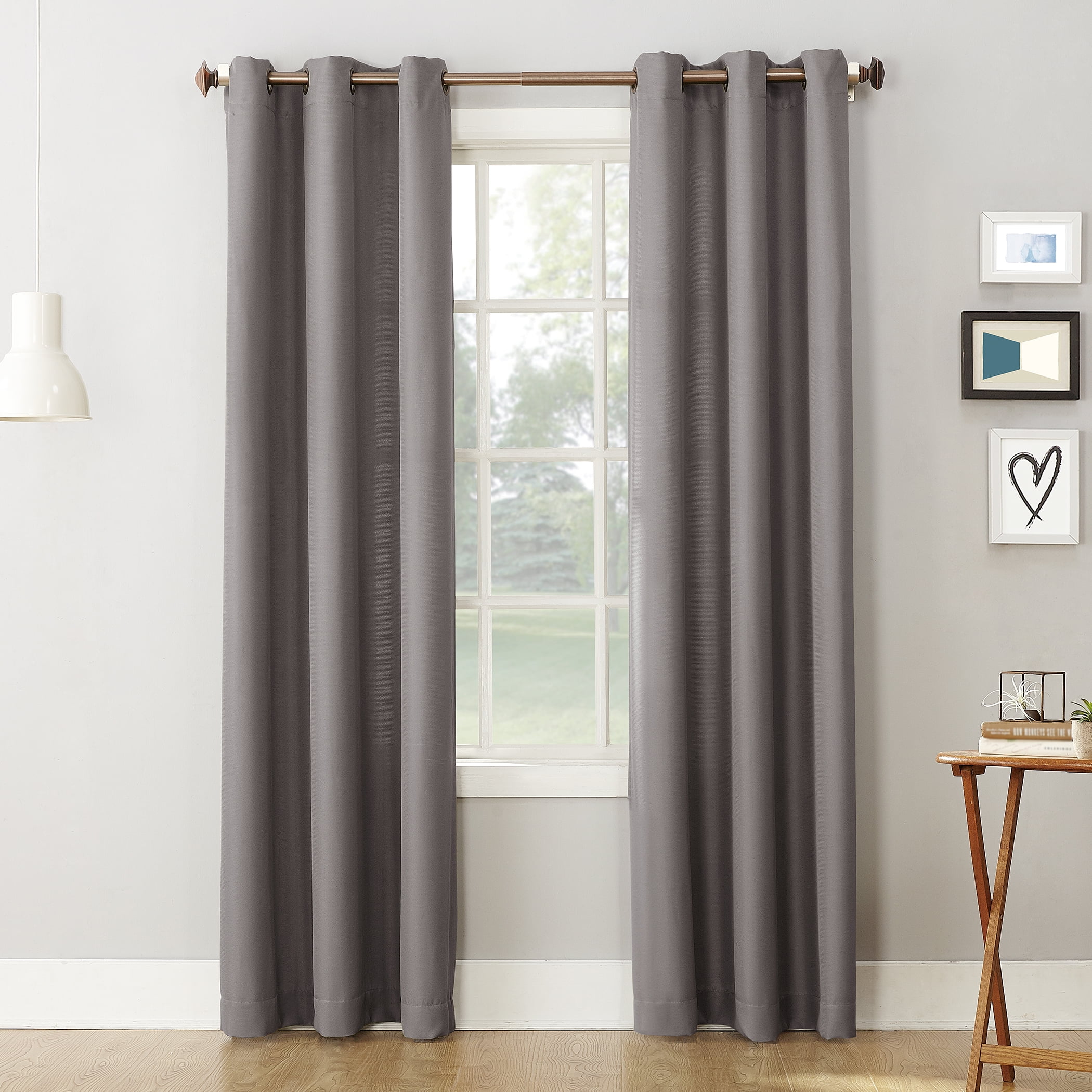 Nickel Light-Filtering Polyester Grommet Window Panel, 48" x 63"