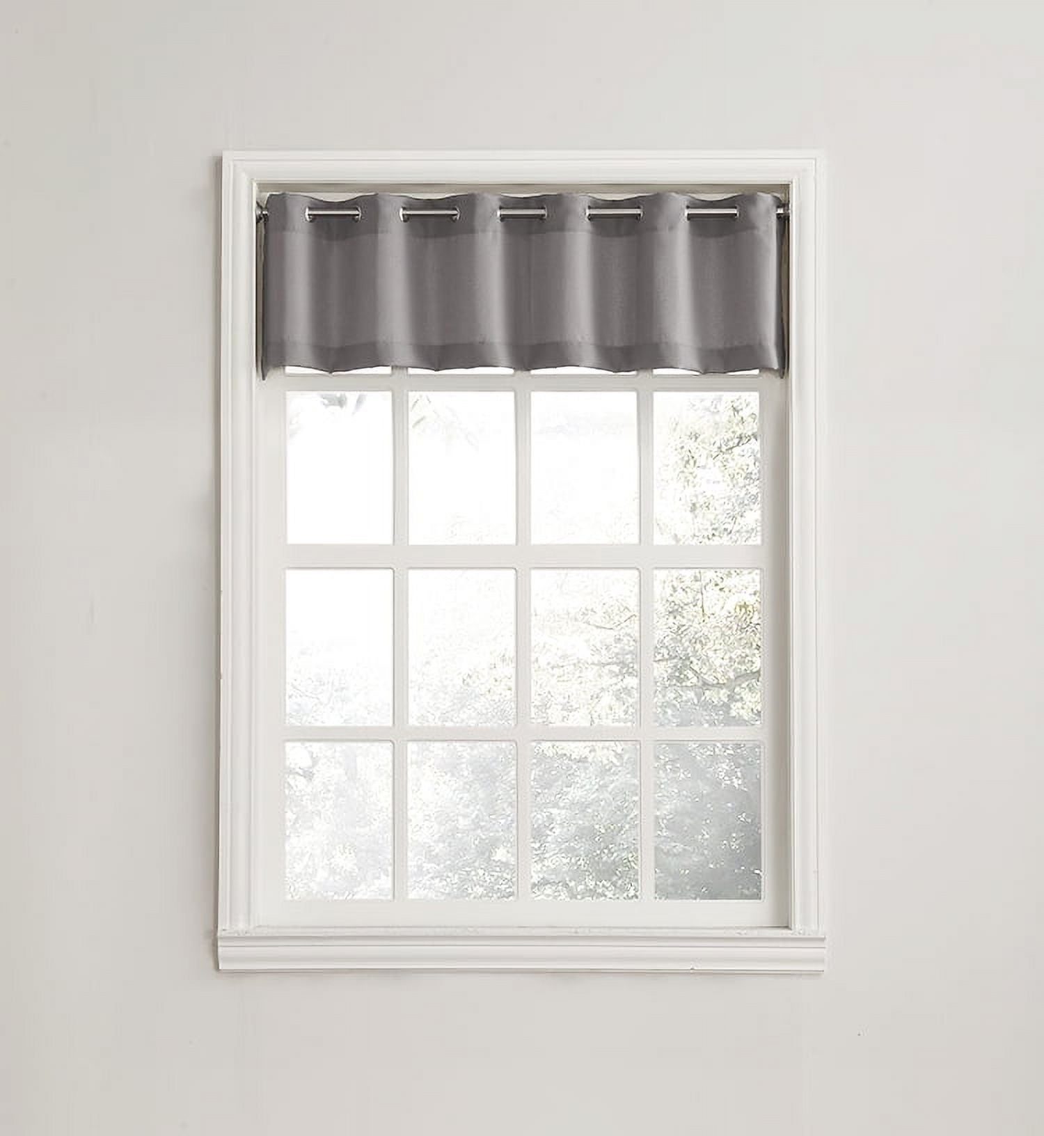 No. 918 Nathan Casual Textured Semi-Sheer Grommet Kitchen Curtains, 56"x14", Nickel