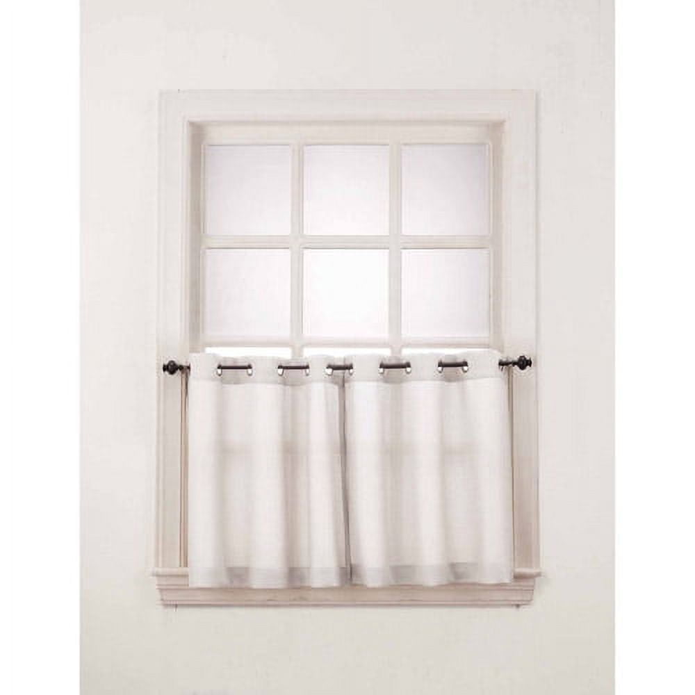 White Semi-Sheer Polyester Kitchen Tier Curtains, 56" x 24"