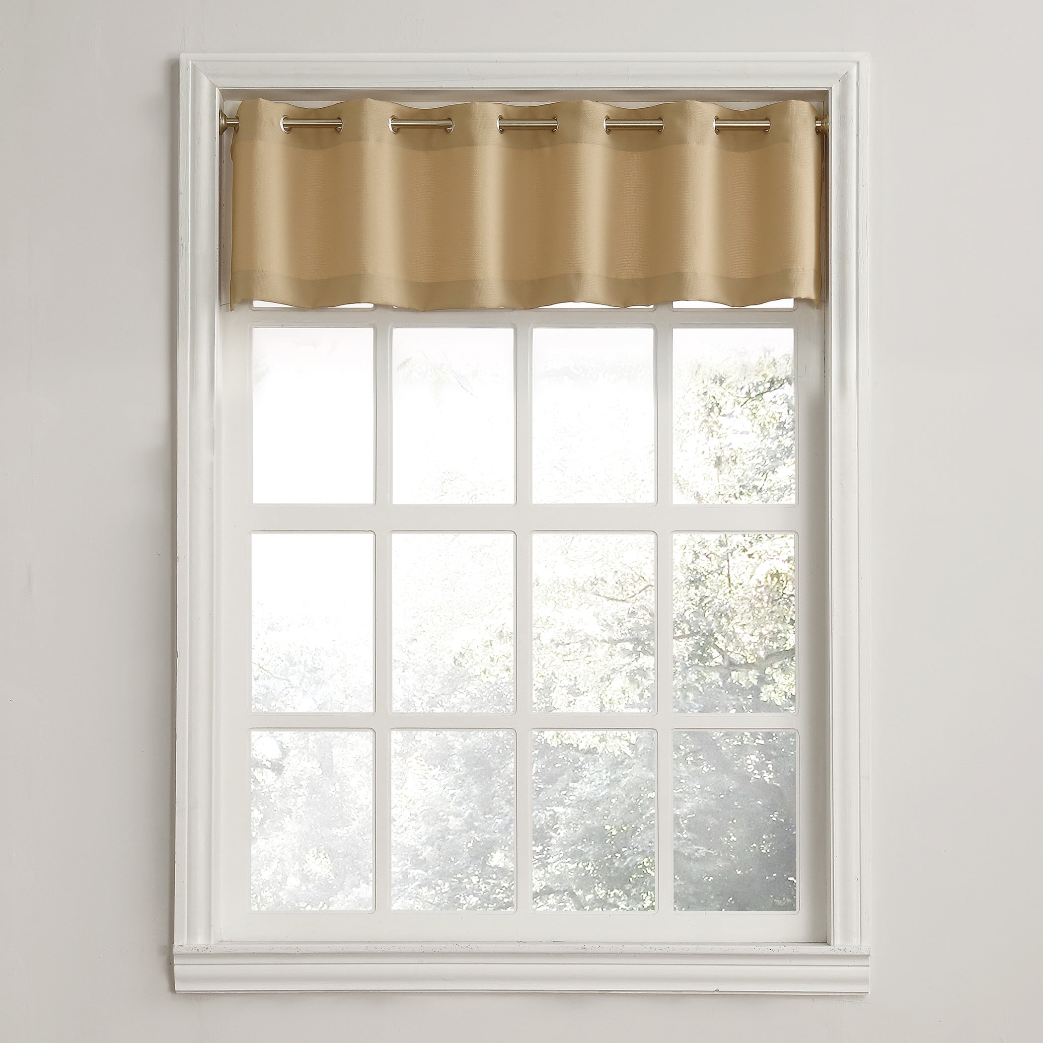 Taupe Semi-Sheer Polyester Grommet Kitchen Valance, 56" x 14"