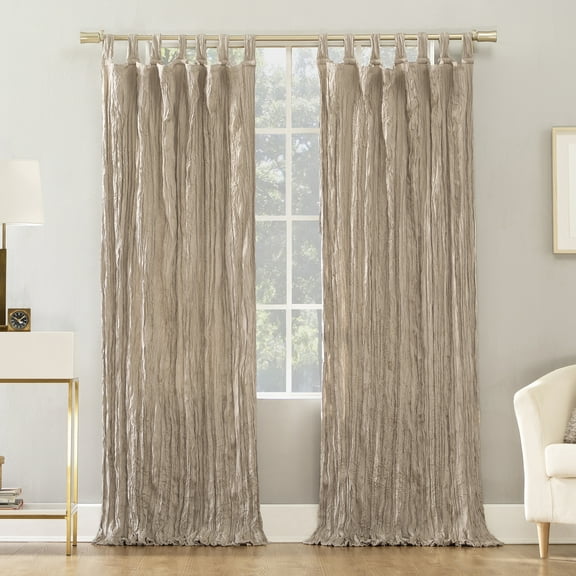 No. 918 Odelia Distressed Velvet Tab Top Curtain Panel, 50" x 84" in Pearl