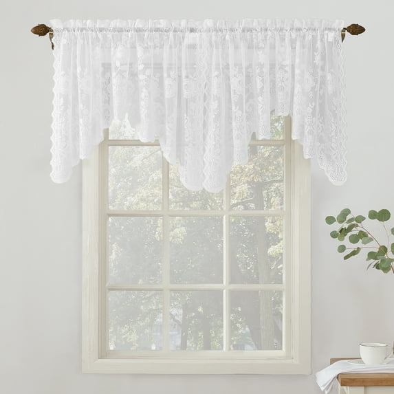 No. 918 Quinn Floral Lace Sheer Rod Pocket Curtain Valance