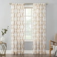 thumbnail image 1 of No. 918 Raina Space Dyed Trellis Embroidery Sheer Rod Pocket Curtain Panel in Brass, 1 of 3