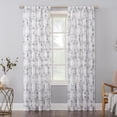 thumbnail image 1 of No. 918 Raina Space Dyed Trellis Embroidery Sheer Rod Pocket Curtain Panel in Charcoal Gray, 1 of 3