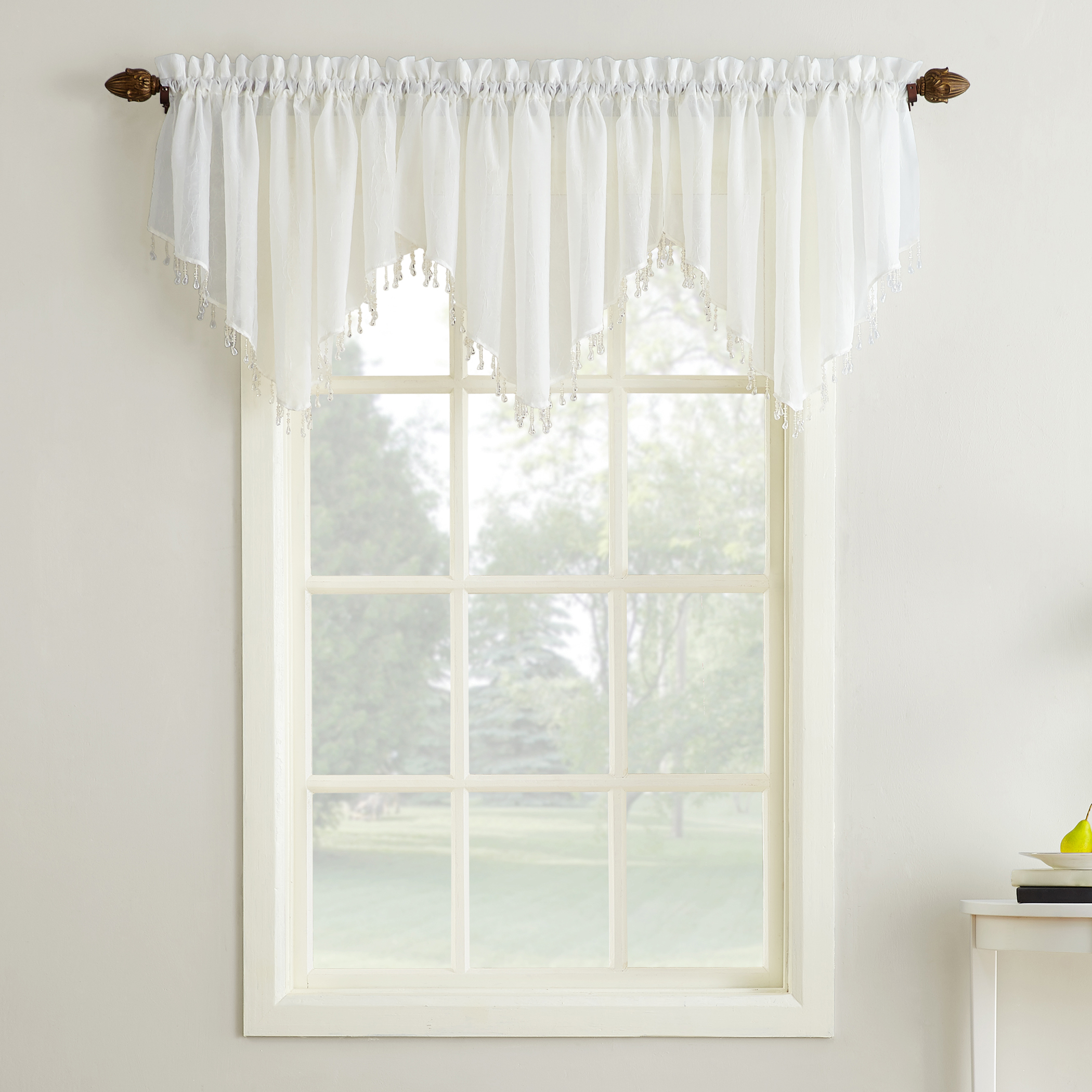 kashi home sheer valance rod pocket, lightweight solid sheer with ...