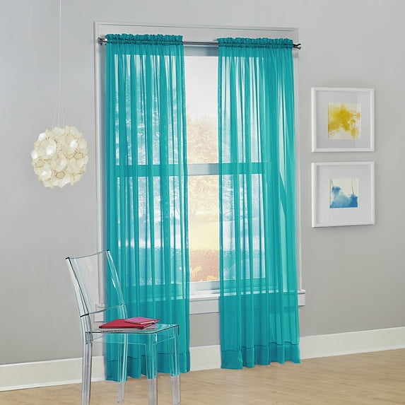 No. 918 Siren Voile Sheer Rod Pocket Curtain Single Panel, 59"x84", Sky