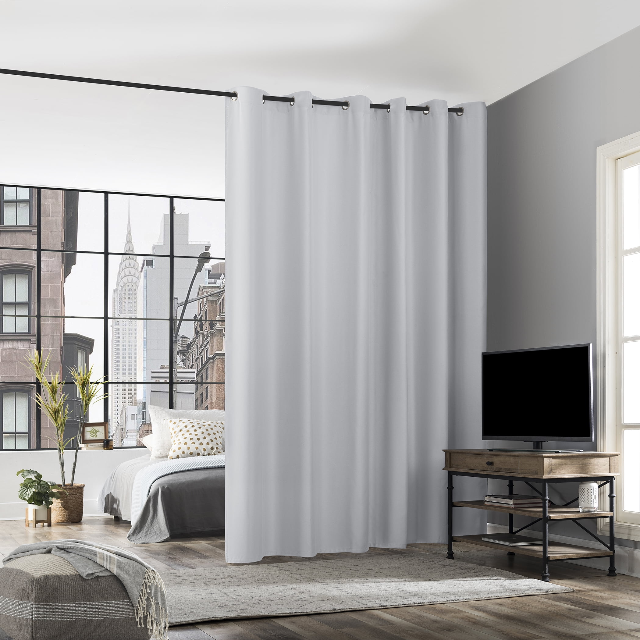 No. 918 Solid Print Grommet Light Filtering Room Divider Curtains, 120" x 108"
