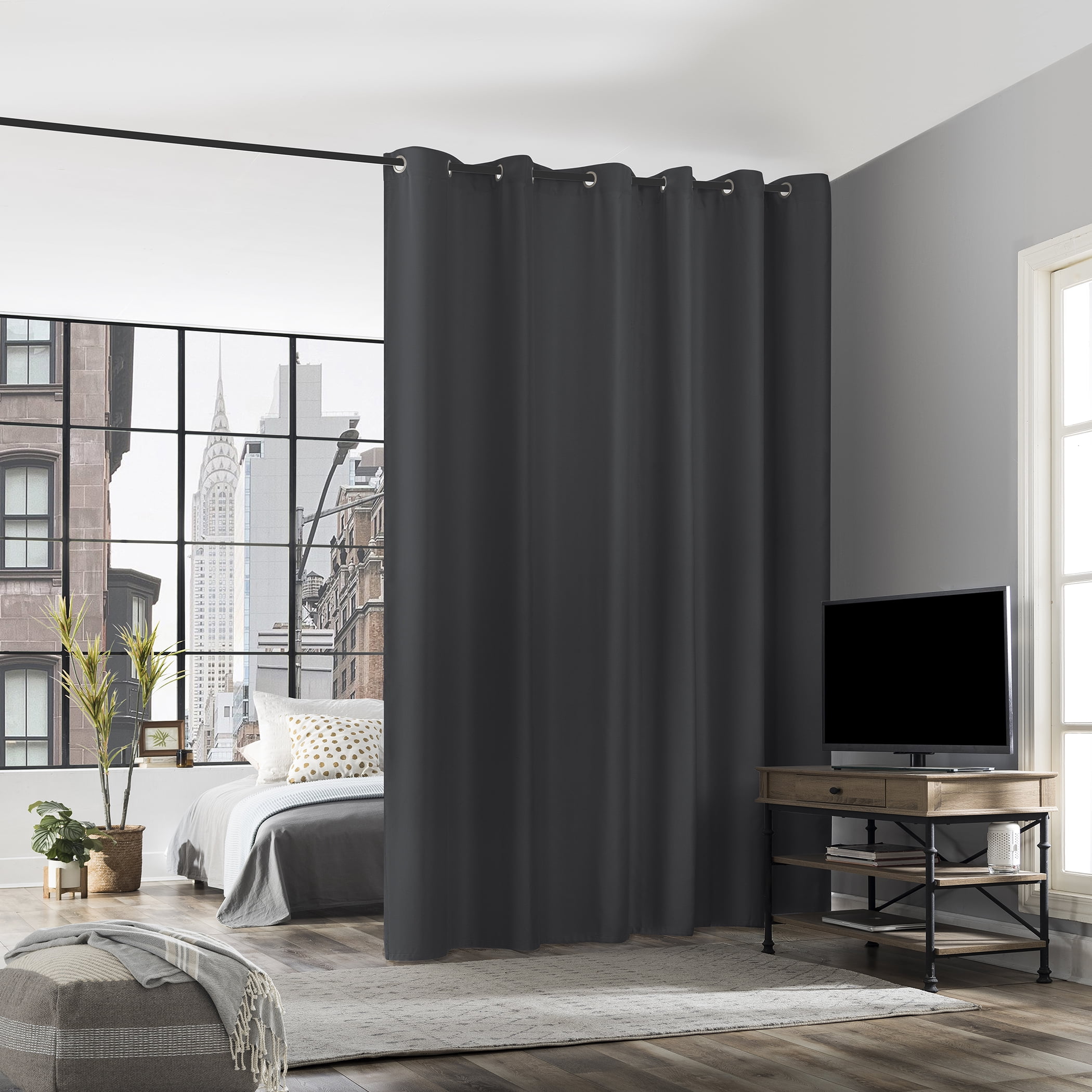 No. 918 Solid Print Grommet Light Filtering Room Divider Curtains, 120" x 108"