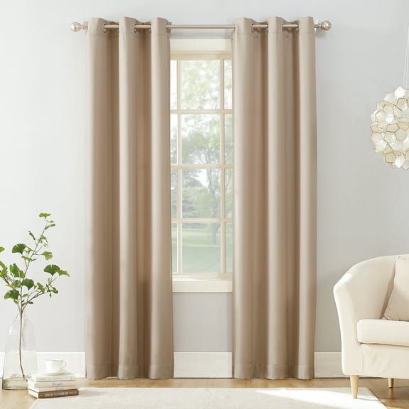 No. 918 Sora Casual Textured Semi-Sheer Grommet Curtain Panel, 40"x63", Oatmeal