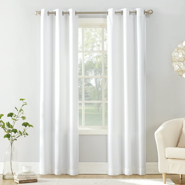 No. 918 Sora Casual Textured Semi-Sheer Grommet Curtain Panel, 40"x63", White
