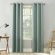 No. 918 Sora Casual Textured Semi-Sheer Grommet Curtain Panel, 40"x84", Aqua