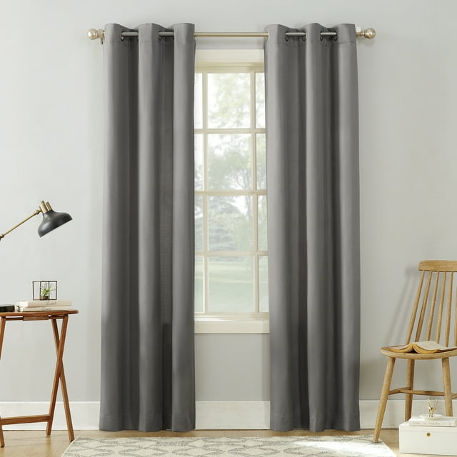 No. 918 Sora Casual Textured Semi-Sheer Grommet Curtain Panel, 40"x95", Gray