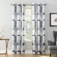 thumbnail image 1 of No. 918 Sora Print Geometric Blocks Semi-Sheer Grommet Curtain Panel, 40"x84", Navy/Geo, 1 of 5