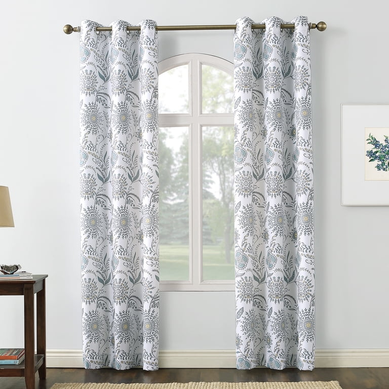 No. 918 Sora Print Medallion Floral Grommet Curtain Panel photo 1