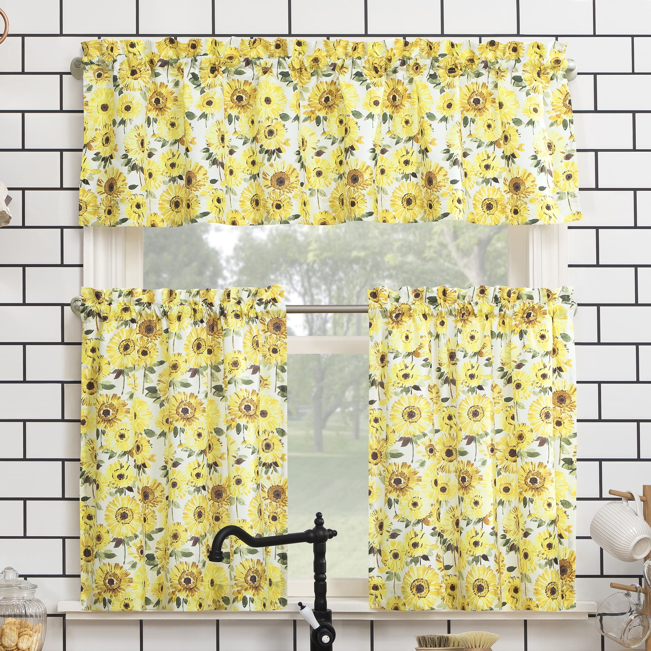 Ambesonne Cartoon Kitchen Curtains, Bunny, 55 inchx45 inch, Yellow White Red, Size: 55 x 45