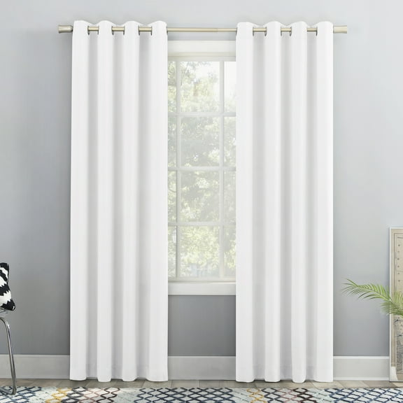 No. 918 Sutton 1-Piece Modern Glam Semi-Sheer Grommet Curtain Panel, 54"x95", White