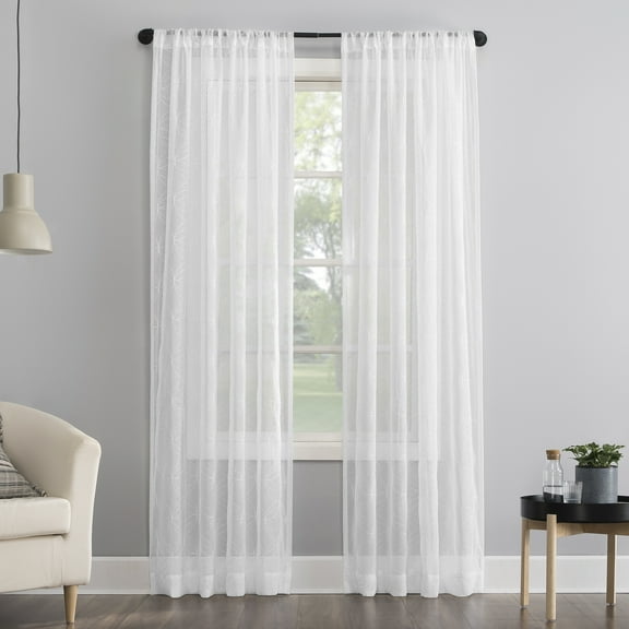 No. 918 Tamaryn Embroidered Trellis Sheer Rod Pocket Curtain Panel