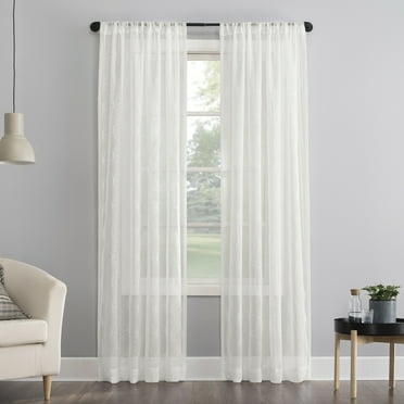 No. 918 Tamaryn Embroidered Trellis Sheer Rod Pocket Curtain Panel