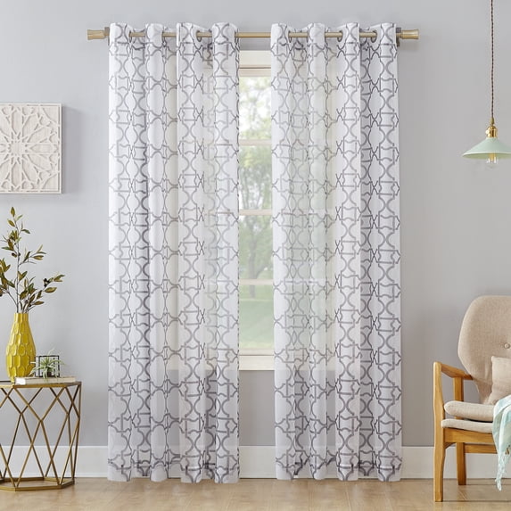 No. 918 Trellis Grommet Sheer Curtain Panel, 59" x 63"