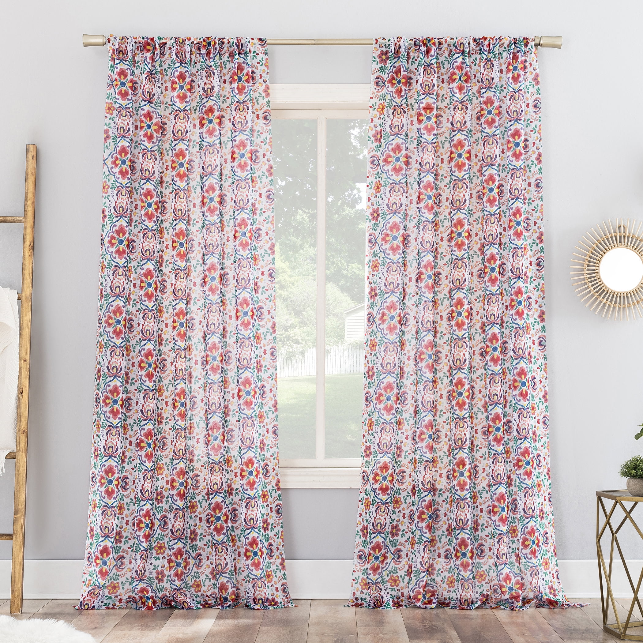 Multicolor Sheer Polyester Rod Pocket Window Panel, 51" x 84"