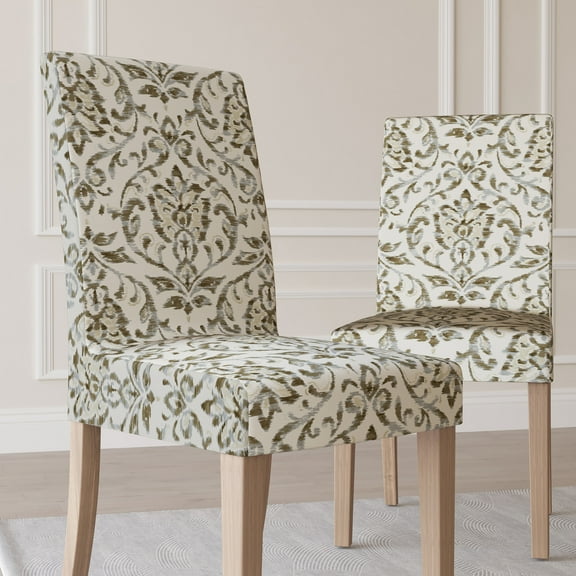 No. 918 Verity 2-Pack Damask Print Stretch Fit Elastic Dining Chair Cover Pair, Chocolate