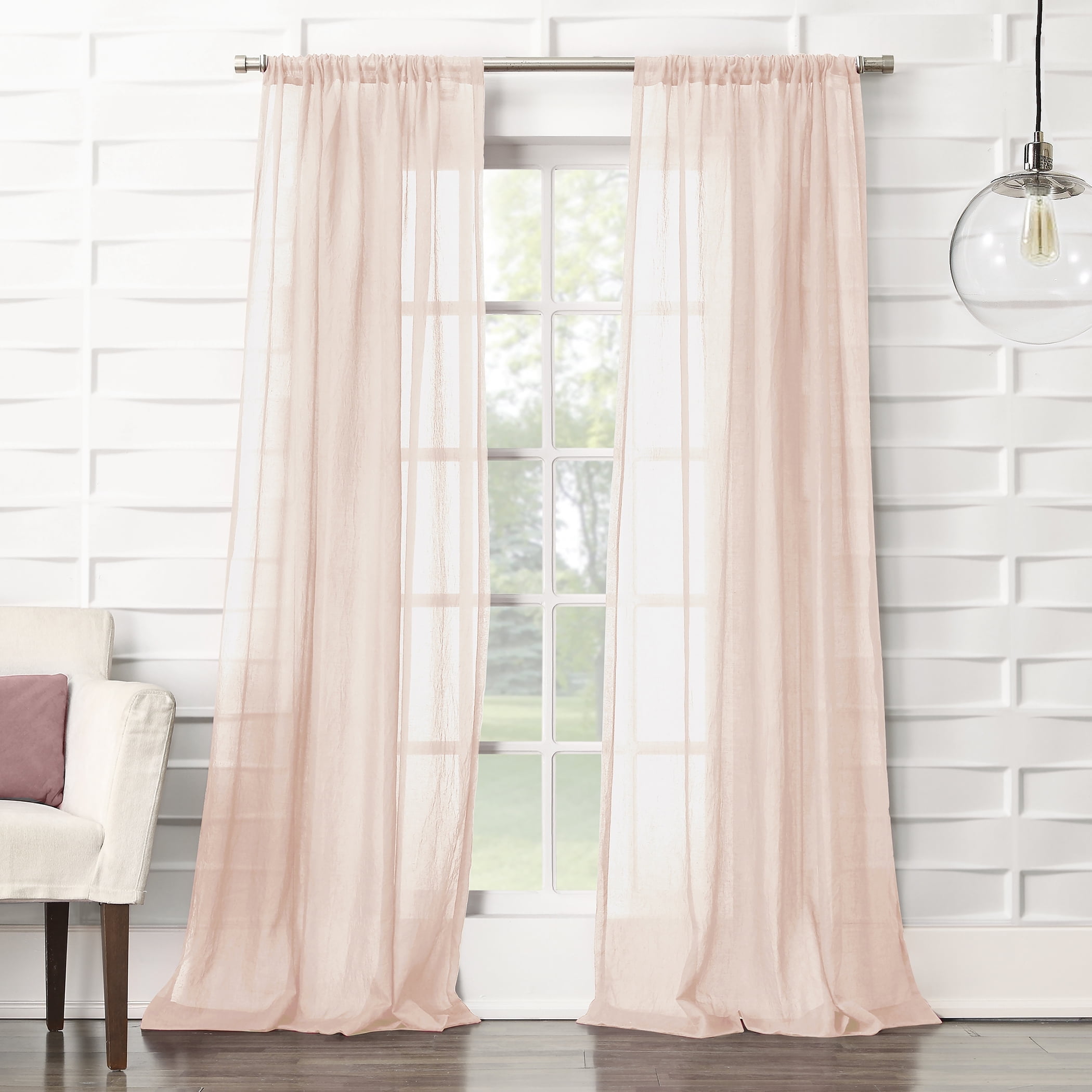 Blush Pink Sheer Polyester Rod Pocket Window Panel 50"x84"