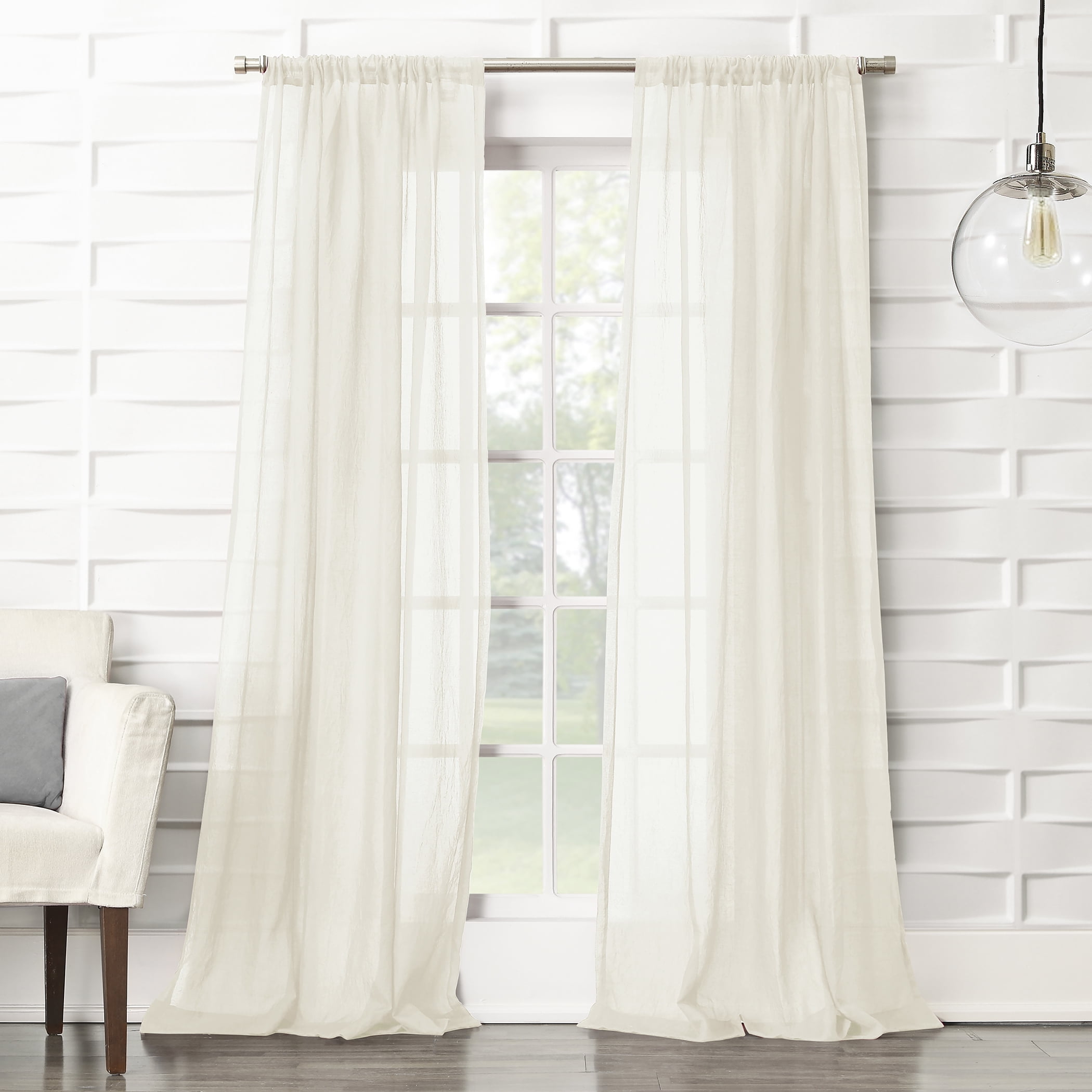 Cream Sheer Polyester Rod Pocket Curtain Panel