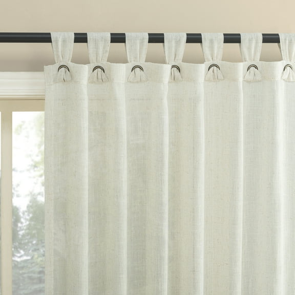No. 918 Waverly Linen Blend Sheer Tab Top Curtain Panel, 50"W X 84"L, Linen