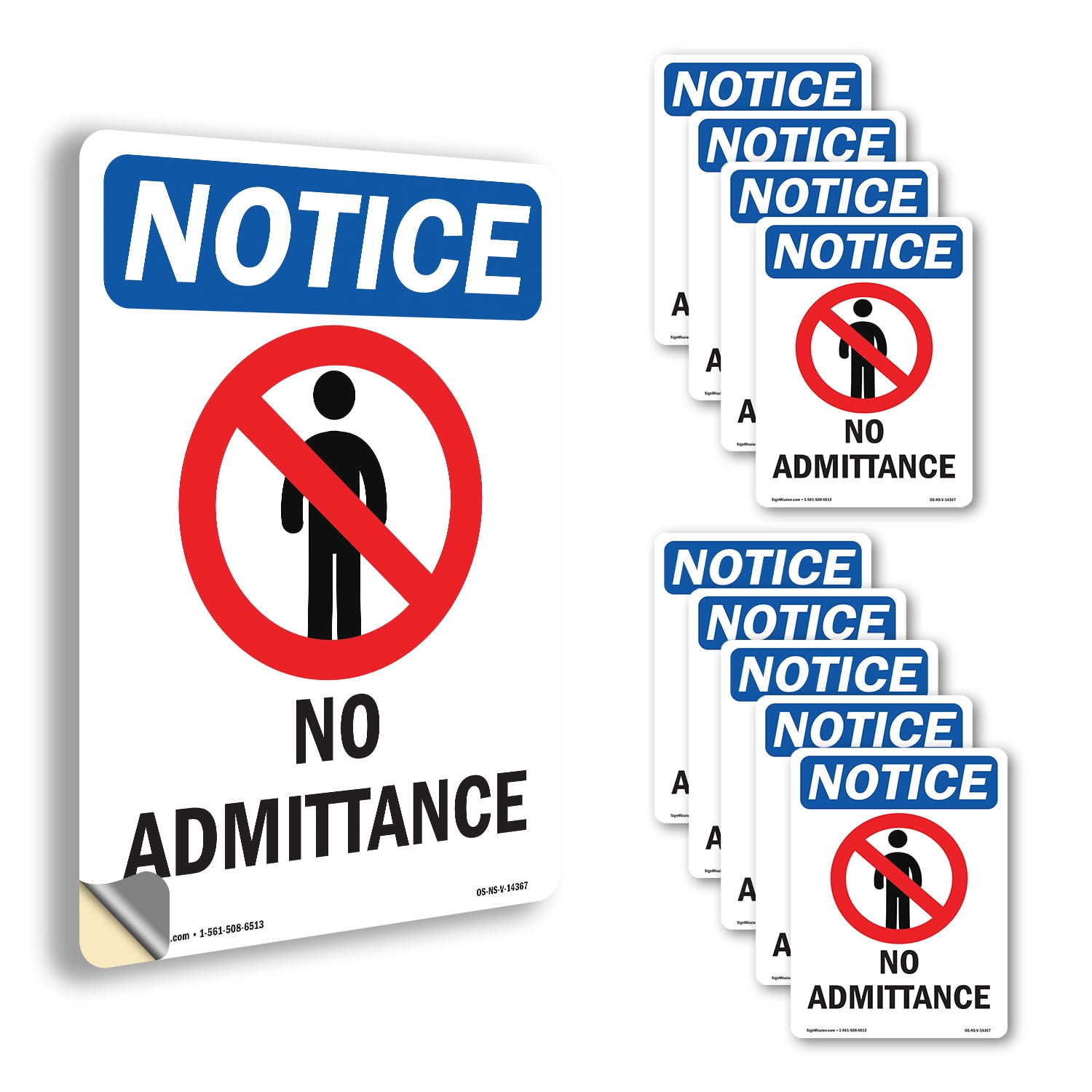 No Admittance With Symbol OSHA Notice Vinyl Decal Label 24 Inch x 18 ...