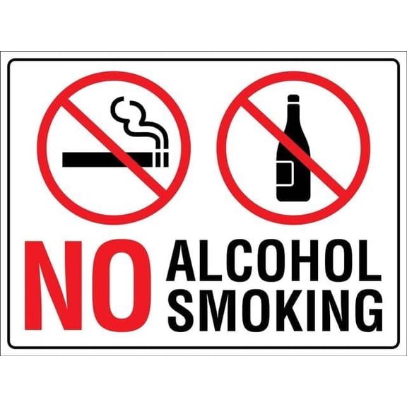 No Alcohol No Smoking Retro Vintage 8"x12" Metal Tin Sign - Wall Decor for Home Kitchen, Bar, Pub & Restaurant