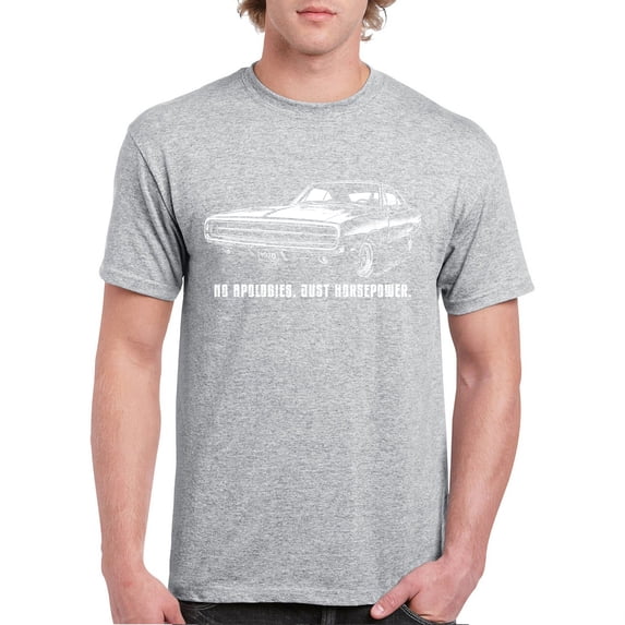 No Apologies Just Horsepower T-shirt Vintage 1970 Muscle Car Retro Classic American Power Performance Men's Tee